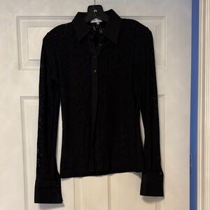 Anne Fontaine Black Button Down Lace Shirt